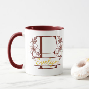 Personalisierter Blumenmonogramm-Buchstabe E Beche Tasse