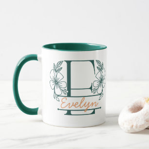 Personalisierter Blumenmonogramm-Buchstabe E Beche Tasse