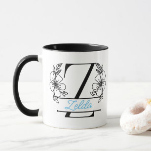 Personalisierter Blumenmonogramm-Buchstabe Z Beche Tasse