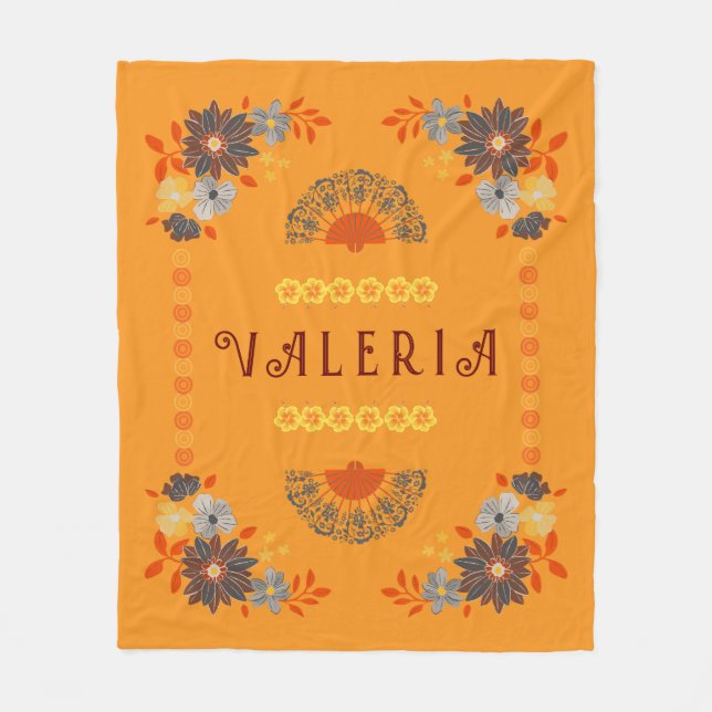 Personalisierter Blumenname Hispanic Fleece Blanke (Vorderseite)