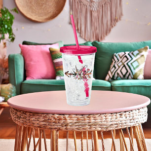 Personalisierter Blumenpfeil Acryltrinkbecher