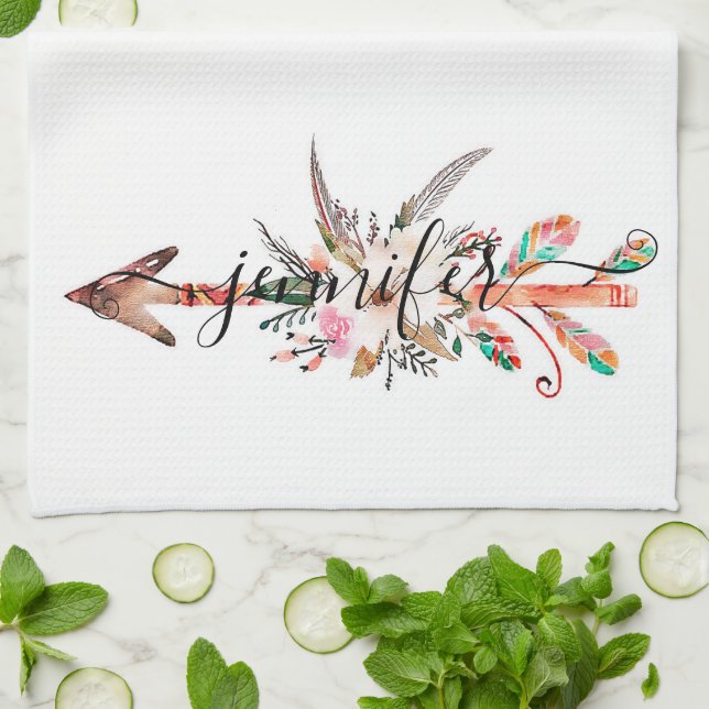Personalisierter Blumenpfeil Geschirrtuch (Gefaltet)