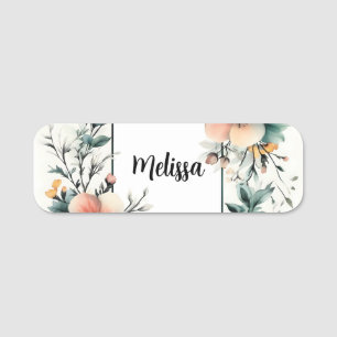Personalisierter Blumenrahmen, Aquarell-Design Namensschild