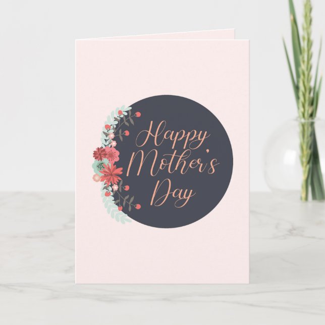 Personalisierter Blumenrahmen Happy Mothers Day Karte (Vorderseite)