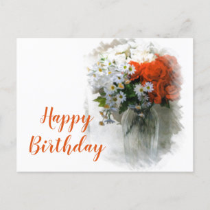 Personalisierter Blumenstrauß Digitale Kunst Gebur Postkarte