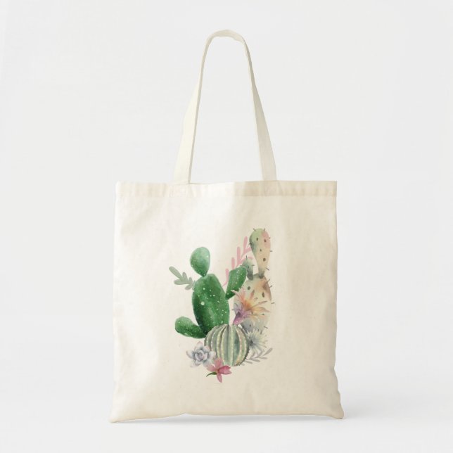 Personalisierter BlumenTaschen-Taschen-Kaktus Tragetasche (Vorne)