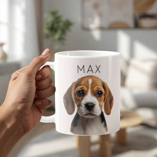Personalisierter Blush-Beige-Hund-Foto-Becher Kaffeetasse