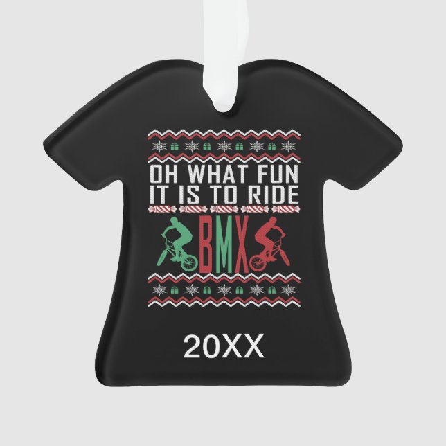 Personalisierter BMX Rider Ugly Weihnachtssüßer Ornament (Vorderseite)