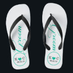 Personalisierter Boden (Aqua) Flip Flops<br><div class="desc">Spaß, maßgeschneiderte Hochzeitskippen</div>