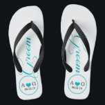 Personalisierter Boden (blau) Flip Flops<br><div class="desc">Spaß, maßgeschneiderte Hochzeitskippen</div>