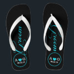 Personalisierter Boden (blau) Flip Flops<br><div class="desc">Spaß,  maßgeschneiderte Hochzeitskippen</div>