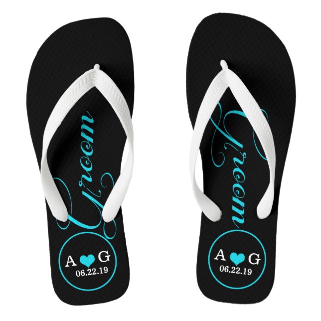 Personalisierter Boden (blau) Flip Flops (Fußbett)
