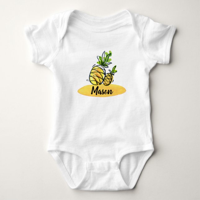 Personalisierter Bodysuit der niedlichen Ananas Baby Strampler (Vorderseite)