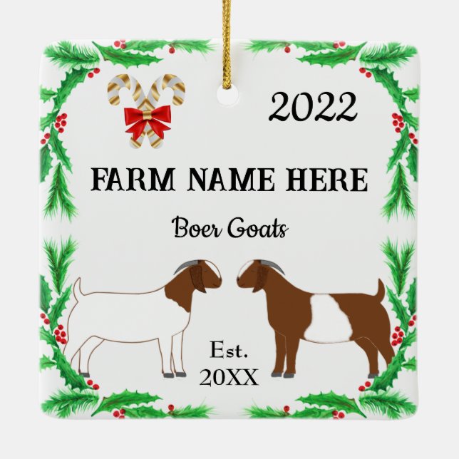 Personalisierter Boer Goat Farm Weihnachten #2 Keramikornament (Rückseite)