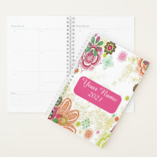 Personalisierter Boheme-Blumenstil Planer