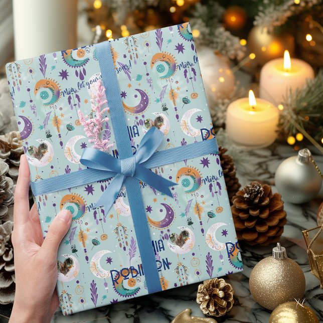 Personalisierter Boho Chic-Geschenkwrap mit Light  Geschenkpapier (Von Creator hochgeladen)
