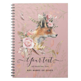 PERSONALISIERTER Boho Fox Feathers Gedenkgeschenk Notizblock