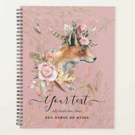 PERSONALISIERTER Boho Fox Feathers Gedenkgeschenk Planer