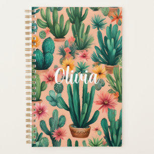 Personalisierter Boho-Kaktus-Kunststoffdruck Planer