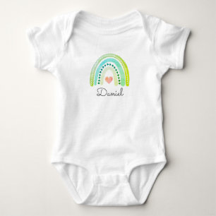 Personalisierter Boho-Regenbogen-Babyname Herz Pas Baby Strampler