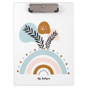 personalisierter Boho-Regenbogen Klemmbrett