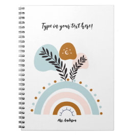 personalisierter Boho-Regenbogen Notizblock