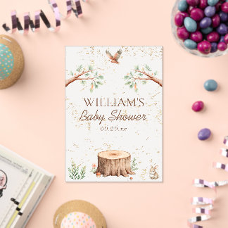 Personalisierter Boho-Wald-Babyshower-Hintergrund Acryleinladungen