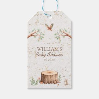 Personalisierter Boho-Wald-Babyshower-Hintergrund Geschenkanhänger