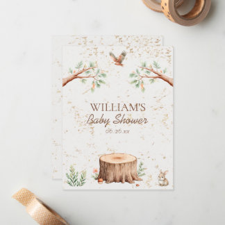 Personalisierter Boho-Wald-Babyshower-Hintergrund Mitteilungskarte