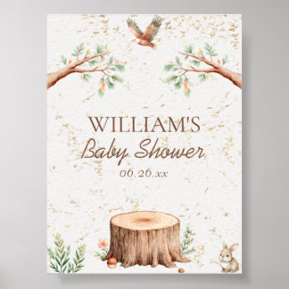 Personalisierter Boho-Wald-Babyshower-Hintergrund Poster