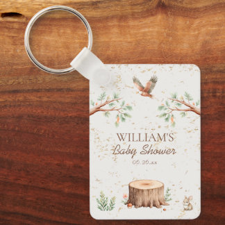 Personalisierter Boho-Wald-Babyshower-Hintergrund Schlüsselanhänger