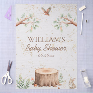 Personalisierter Boho-Wald-Babyshower-Hintergrund Seidenpapier