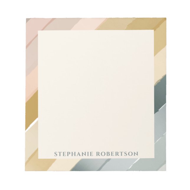 Personalisierter Boho Wasserfarbe Strip Gradient N Notizblock (Vorderseite)