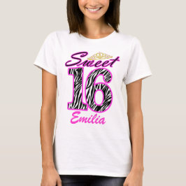 Personalisierter Bonbon16 Tiara und Zebradruck T-Shirt