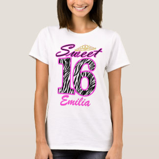 Personalisierter Bonbon16 Tiara und Zebradruck T-Shirt
