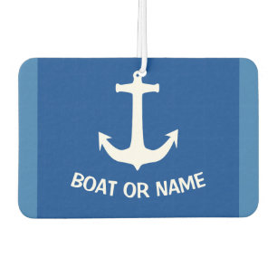 PERSONALISIERTER BOOTNAME BLAUE ANCHOR AUTOLUFTERFRISCHER