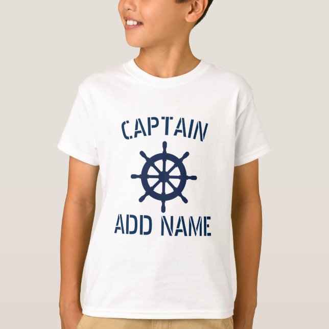 Personalisierter Bootsführer nautische Kinder im S T-Shirt (Vorderseite)