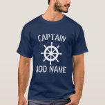 Personalisierter Bootsführer Schiffsmarine t Shirt<br><div class="desc">Personalisierter Bootsführer Name Marine Schiff Rad an Shirts. Nautische Kleidung in marineblau und weiß mit oder ohne individuelle Name oder Monogramm Anfangsbuchstaben. Seemann Vatertag oder Geburtstag Geschenkidee für Seemänner. Machen Sie Ihre eigene für Skipper Vater, Vater, Großvater, Großvater, Bruder, Ehemann, Onkel, Sohn, Freund, Stiefvater, Stiefvater, Chef, Mitarbeiter etc. Vintage Typografie...</div>