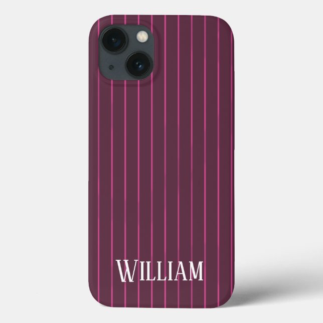 Personalisierter Bordeaux pinstripes Case-Mate iPh iPhone Hülle (Rückseite)