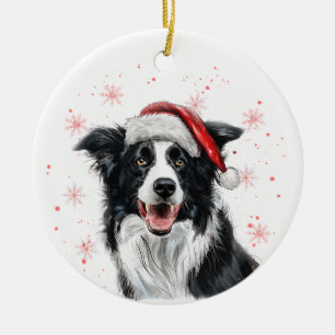 Personalisierter Border Collie Hund Weihnachten Keramik Ornament