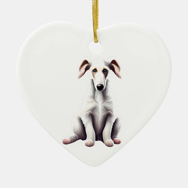 Personalisierter Borzoi-Welpe Keramik Ornament (Vorne)