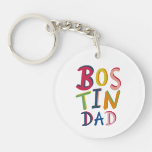 Personalisierter Bostin-Vater-Schwarzland-Schlüsse Schlüsselanhänger