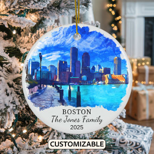 Personalisierter Boston-Schmuck, Massachusetts Keramik Ornament