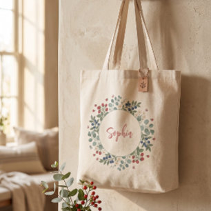 Personalisierter botanischer Beerenkranz-Tragetasc Tragetasche