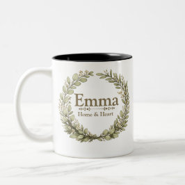 Personalisierter botanischer Kranzbecher | Benutze Zweifarbige Tasse
