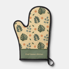 Personalisierter botanischer Name Creme und Salbei Ofenhandschuh
