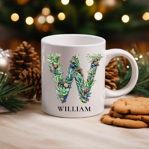 Personalisierter botanischer Weihnachtsmonogramm-B Kaffeetasse