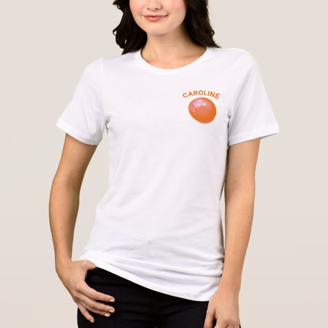 Personalisierter Bowling Club Team Name Rosa Orang Tri-Blend Shirt (Vorderseite)