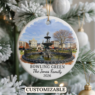 Personalisierter Bowling Green Weihnachtsschmuck, Keramik Ornament