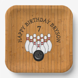 Personalisierter Bowling Themed Birthday Age and N Pappteller